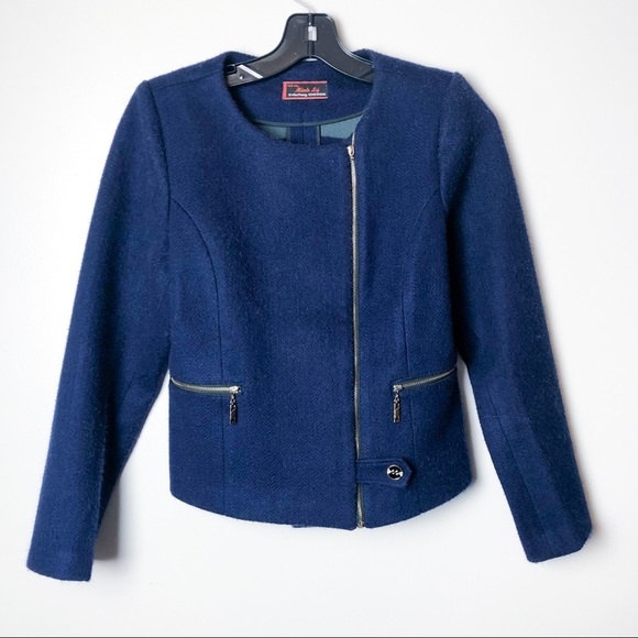 Minh Li Jackets & Blazers - Minh Li Blue Zip Up Coat